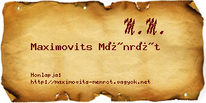 Maximovits Ménrót névjegykártya